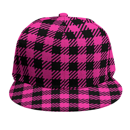 Hot Pink Buffalo Plaid Print Snapback Cap