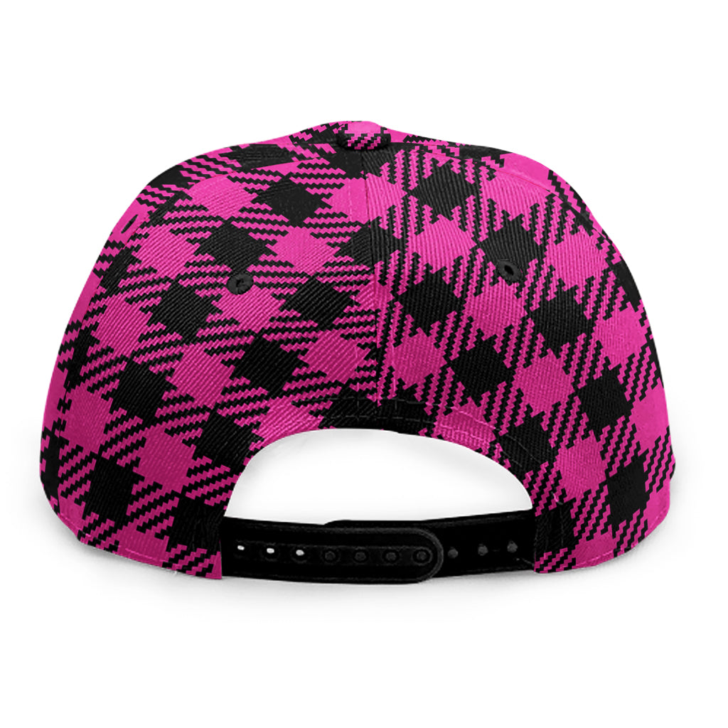 Hot Pink Buffalo Plaid Print Snapback Cap