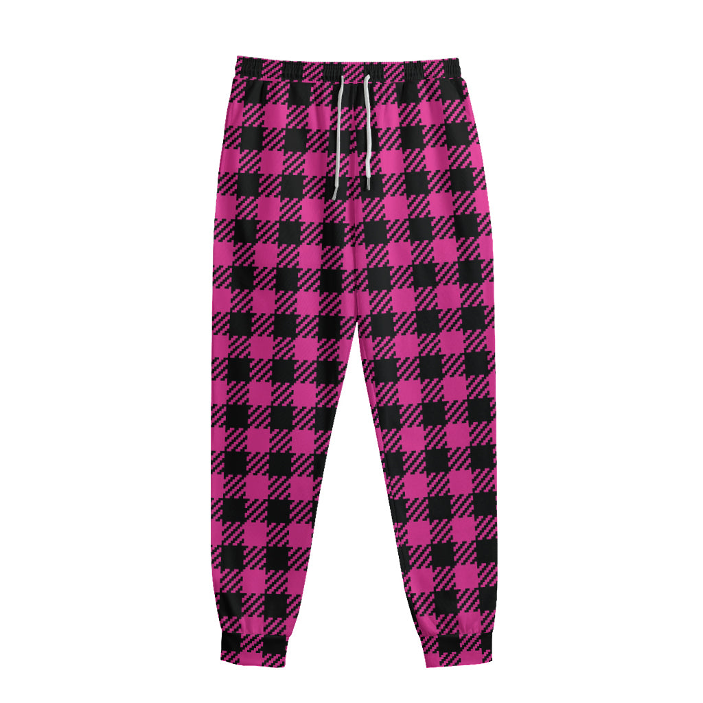 Hot Pink Buffalo Plaid Print Sweatpants