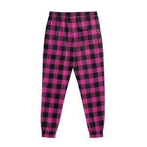 Hot Pink Buffalo Plaid Print Sweatpants