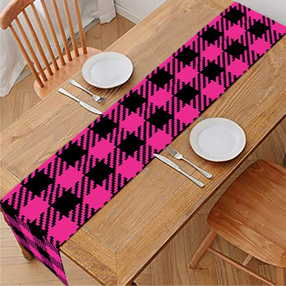 Hot Pink Buffalo Plaid Print Table Runner