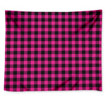 Hot Pink Buffalo Plaid Print Tapestry