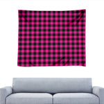 Hot Pink Buffalo Plaid Print Tapestry