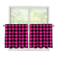 Hot Pink Buffalo Plaid Print Tier Curtains