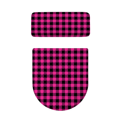 Hot Pink Buffalo Plaid Print Toilet Lid And Tank Cover Set