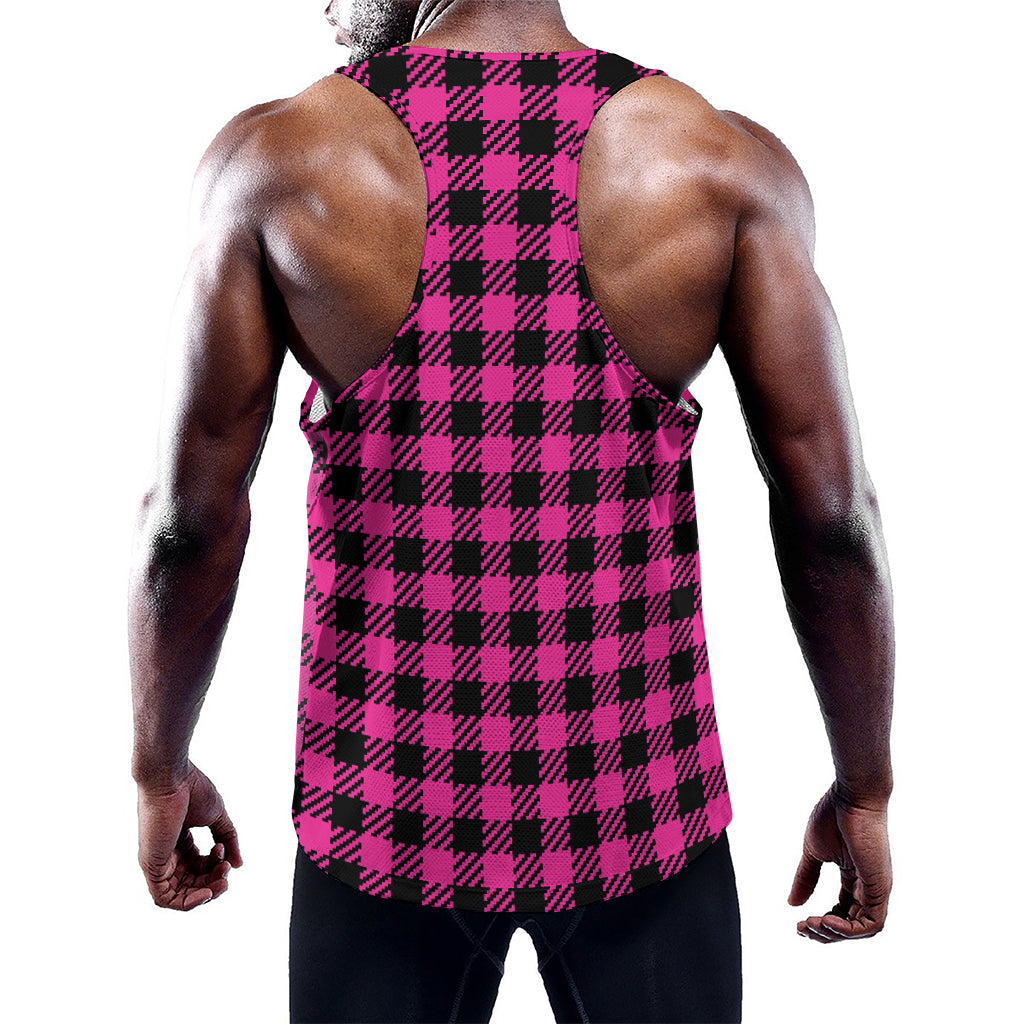 Hot Pink Buffalo Plaid Print Training Tank Top