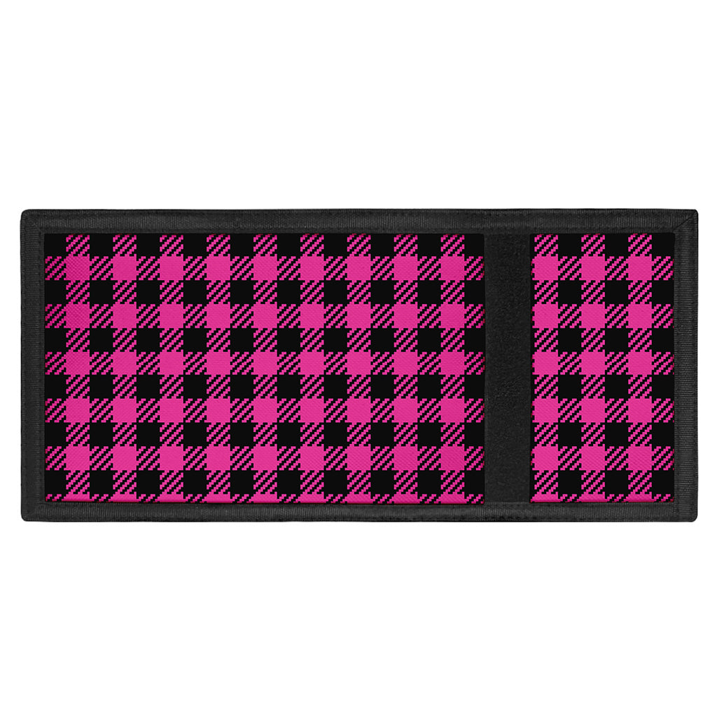 Hot Pink Buffalo Plaid Print Trifold Wallet