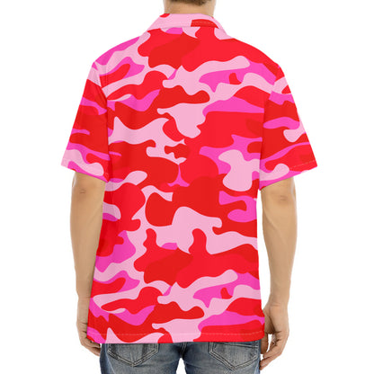 Hot Pink Camouflage Print Aloha Shirt