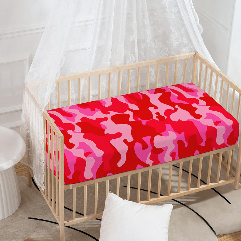 Hot Pink Camouflage Print Baby Crib Sheet