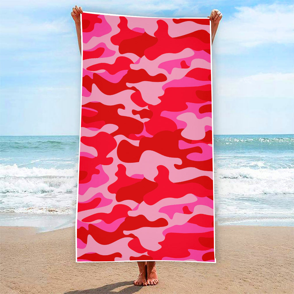 Hot Pink Camouflage Print Beach Towel
