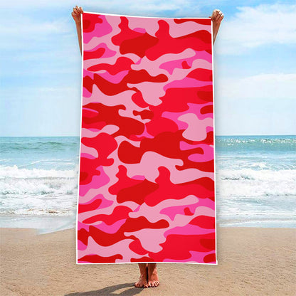 Hot Pink Camouflage Print Beach Towel