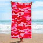 Hot Pink Camouflage Print Beach Towel