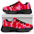 Hot Pink Camouflage Print Black Chunky Shoes