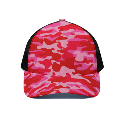 Hot Pink Camouflage Print Black Mesh Trucker Cap