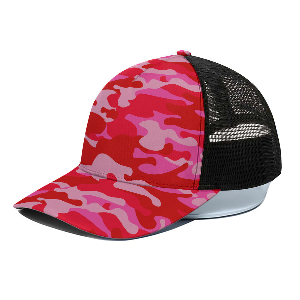 Hot Pink Camouflage Print Black Mesh Trucker Cap