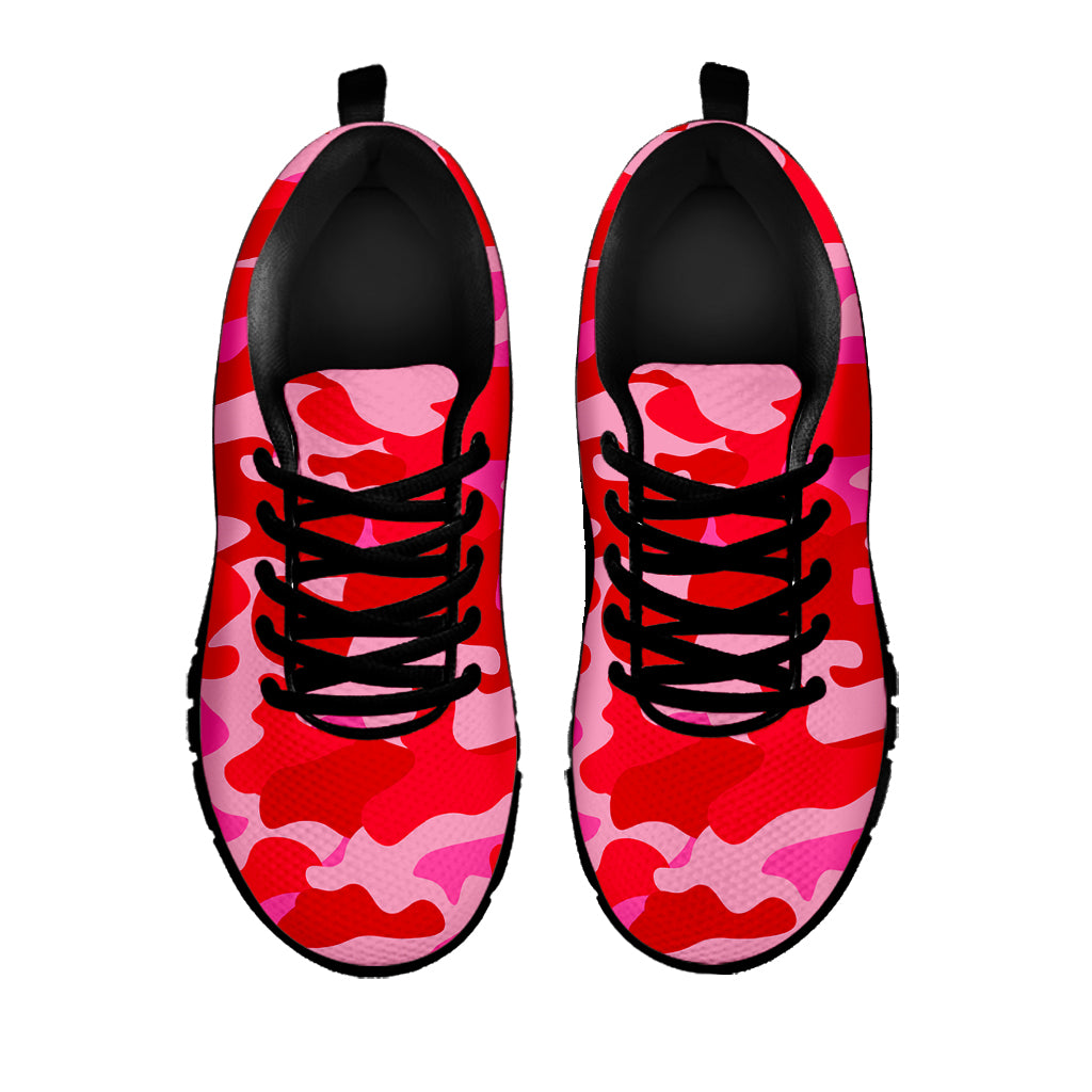 Hot Pink Camouflage Print Black Running Shoes