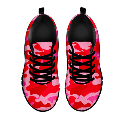Hot Pink Camouflage Print Black Running Shoes