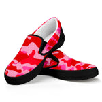 Hot Pink Camouflage Print Black Slip On Sneakers