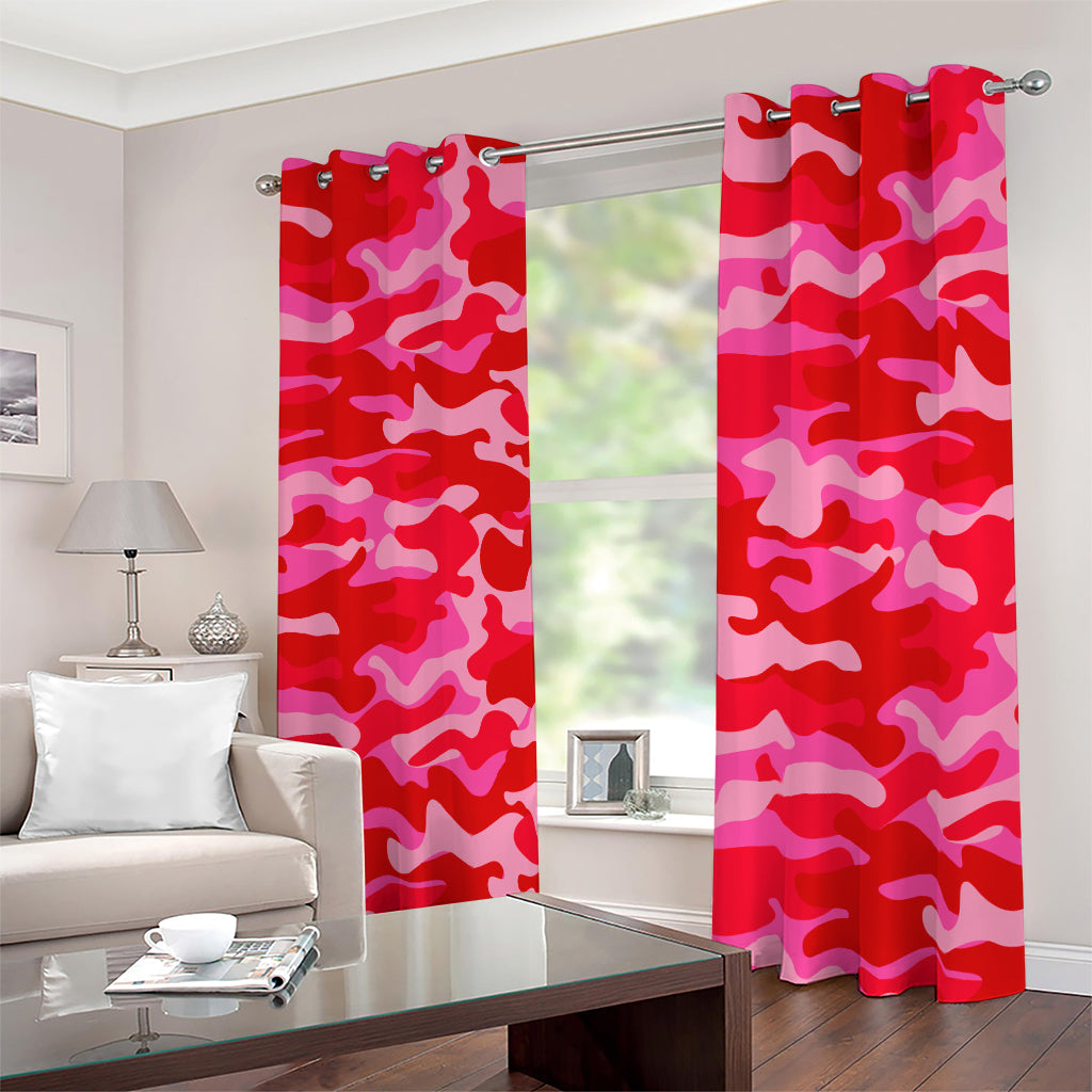 Hot Pink Camouflage Print Blackout Grommet Curtains