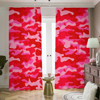 Hot Pink Camouflage Print Blackout Pencil Pleat Curtains