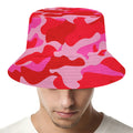 Hot Pink Camouflage Print Bucket Hat