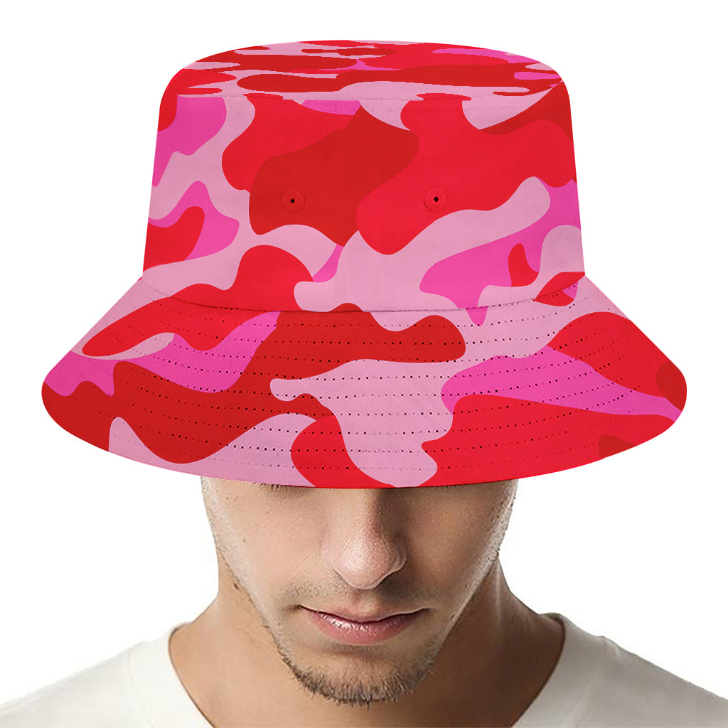 Hot Pink Camouflage Print Bucket Hat