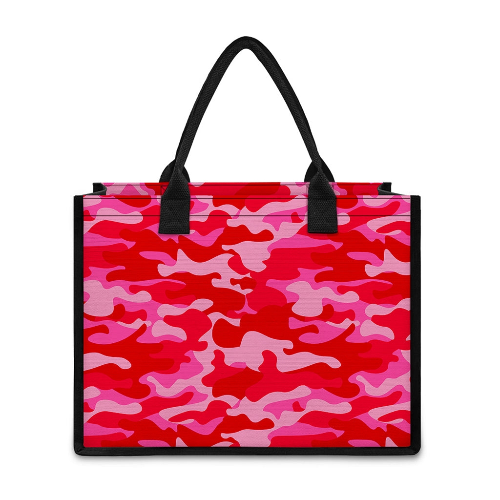 Hot Pink Camouflage Print Canvas Tote Bag