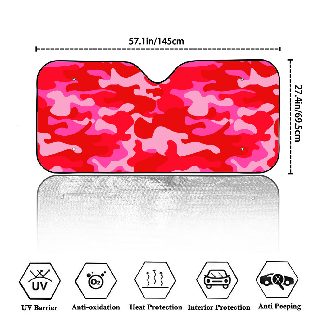 Hot Pink Camouflage Print Car Windshield Sun Shade