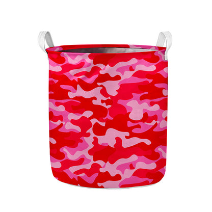 Hot Pink Camouflage Print Collapsible Laundry Basket