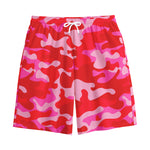 Hot Pink Camouflage Print Cotton Shorts