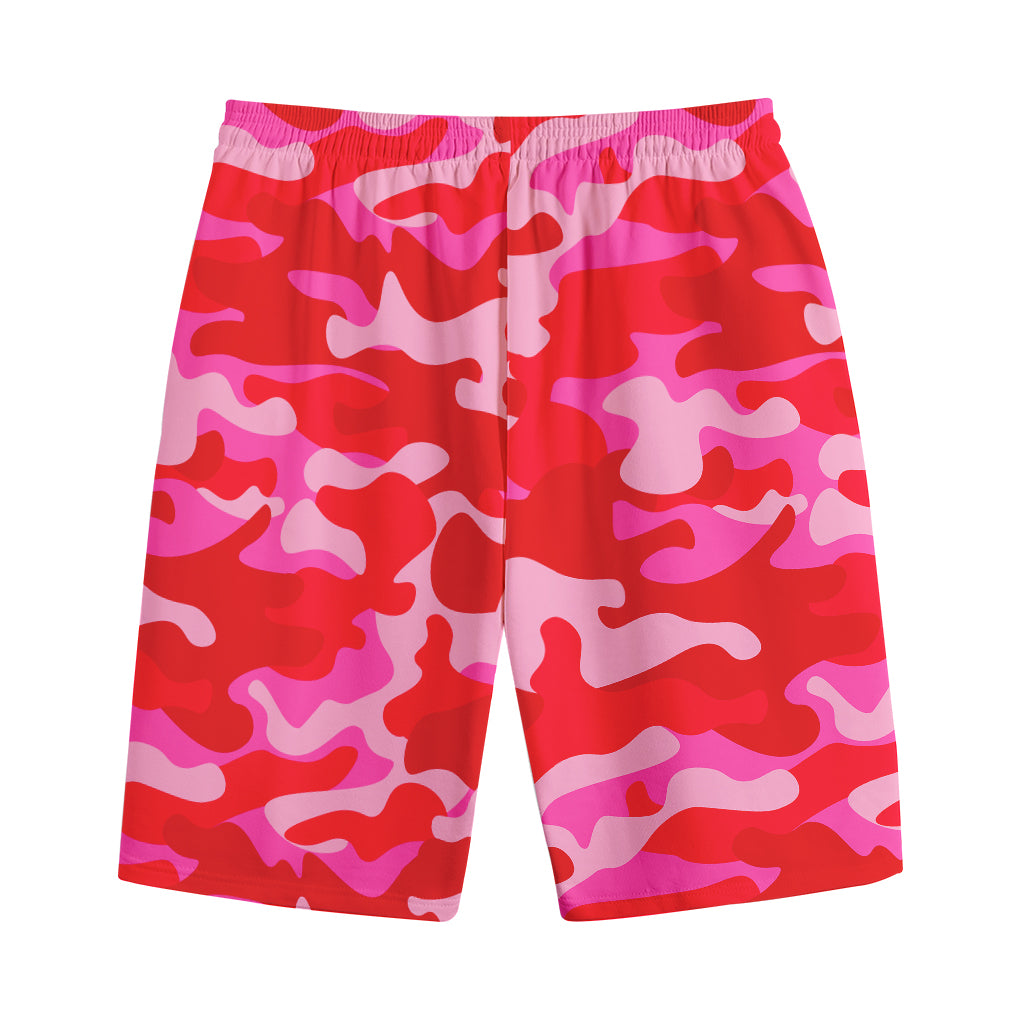 Hot Pink Camouflage Print Cotton Shorts