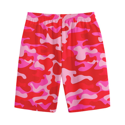 Hot Pink Camouflage Print Cotton Shorts