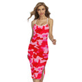 Hot Pink Camouflage Print Cross Back Cami Dress