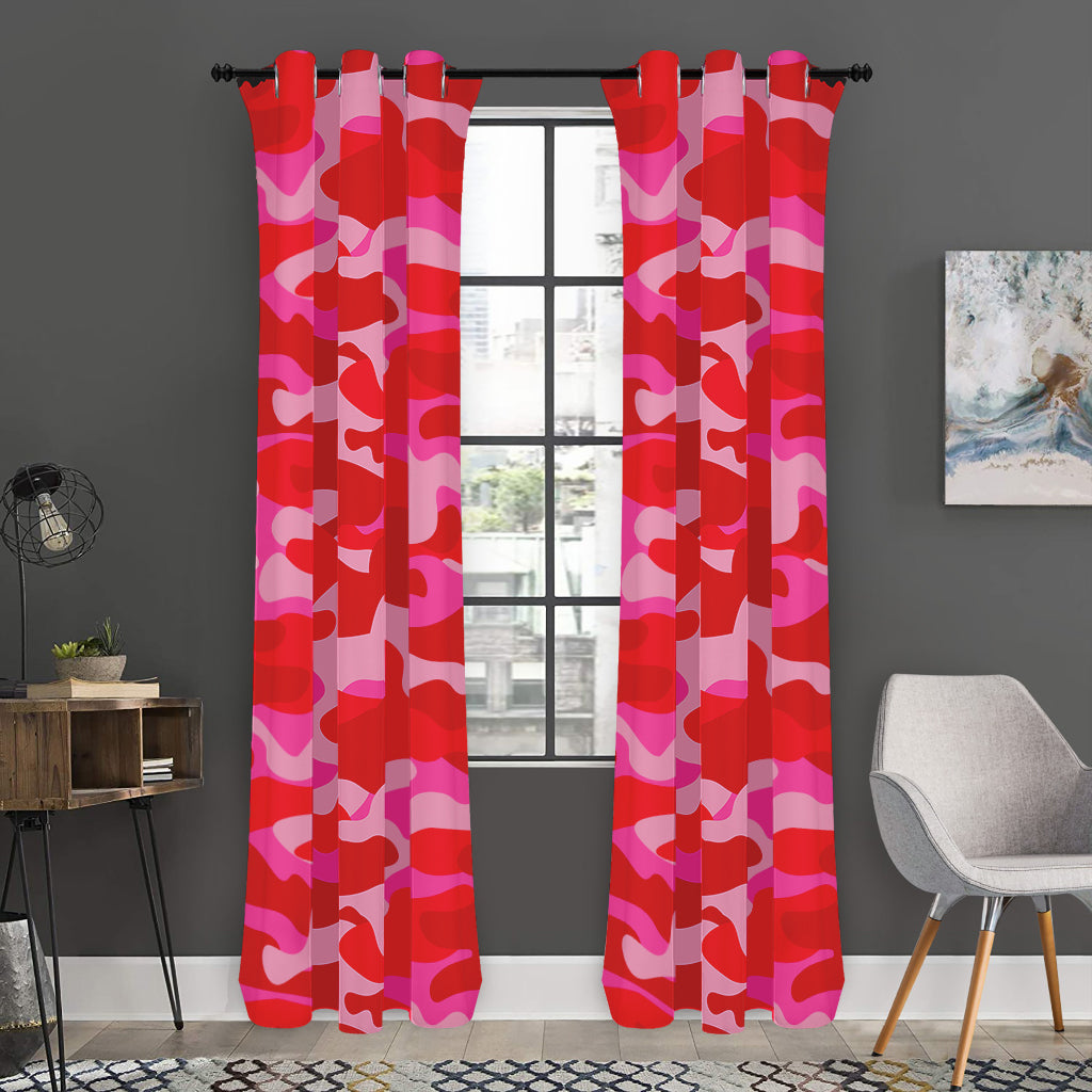 Hot Pink Camouflage Print Curtain