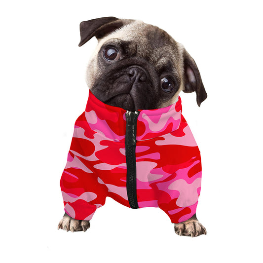 Hot Pink Camouflage Print Dog Zip Up Jacket