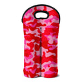Hot Pink Camouflage Print Double Neoprene Wine Tote