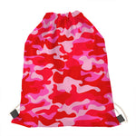 Hot Pink Camouflage Print Drawstring Bag