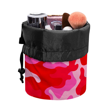 Hot Pink Camouflage Print Drawstring Makeup Bag