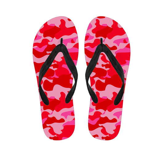 Hot Pink Camouflage Print Flip Flops