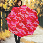 Hot Pink Camouflage Print Foldable Umbrella