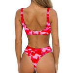 Hot Pink Camouflage Print Front Bow Tie Bikini
