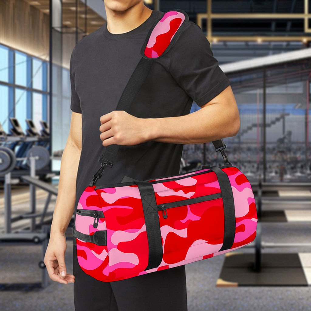 Hot Pink Camouflage Print Gym Bag