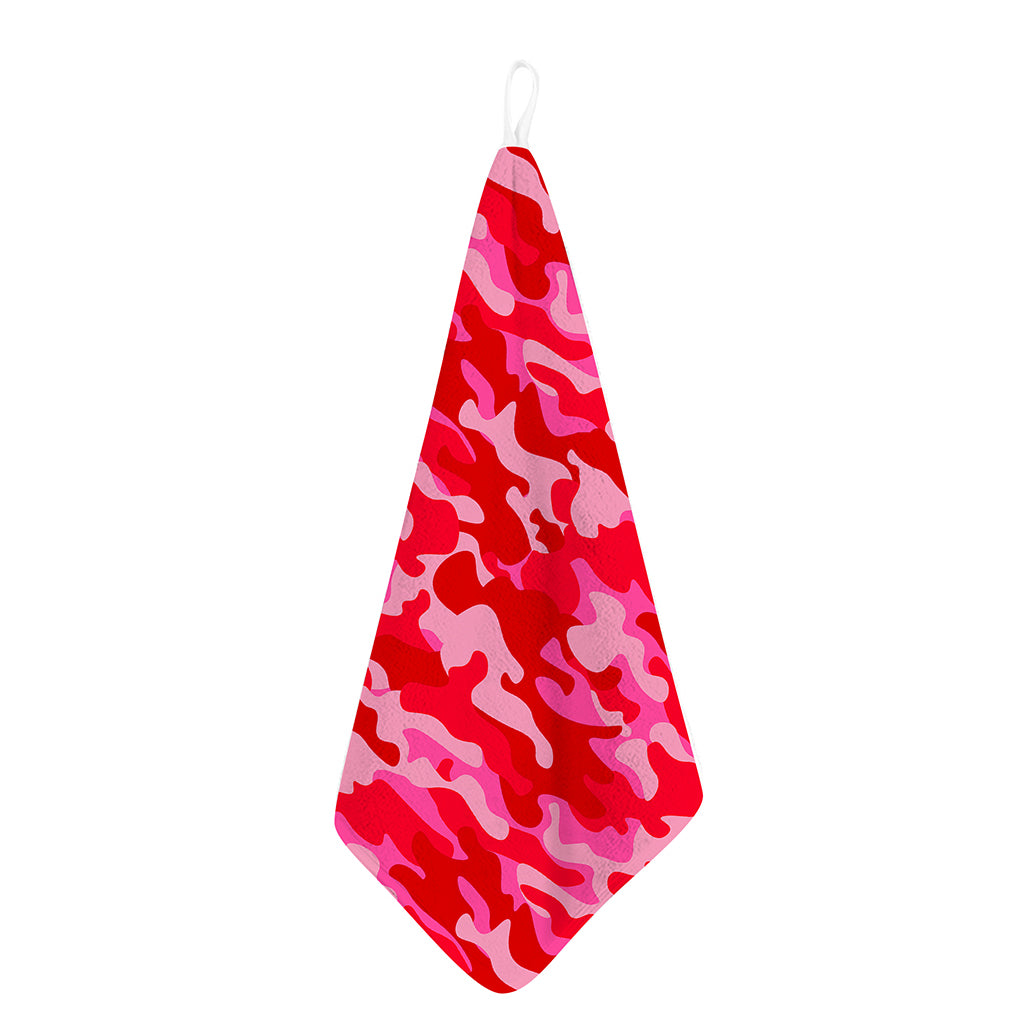Hot Pink Camouflage Print Hand Towel