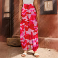 Hot Pink Camouflage Print Harem Pants