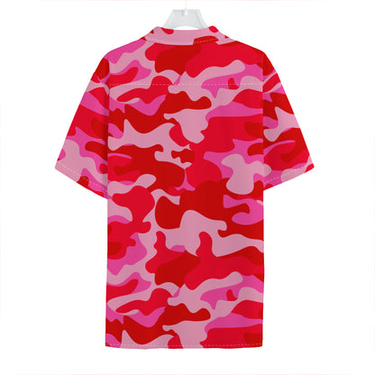 Hot Pink Camouflage Print Hawaiian Shirt