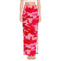 Hot Pink Camouflage Print High Slit Maxi Skirt