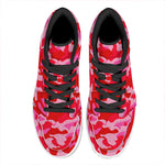 Hot Pink Camouflage Print High Top Leather Sneakers