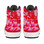 Hot Pink Camouflage Print High Top Leather Sneakers