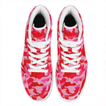 Hot Pink Camouflage Print High Top Leather Sneakers