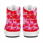 Hot Pink Camouflage Print High Top Leather Sneakers